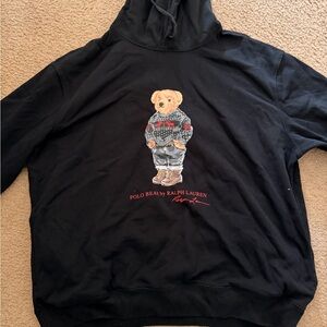Ralph Lauren Black Hoodie with Bear Design